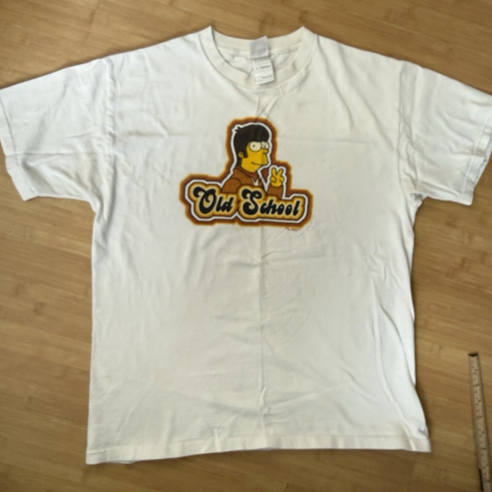 Vtg The Simpsons Homer Simpson Old School 70s Style T-Shirt 90s Y2K Men's Large